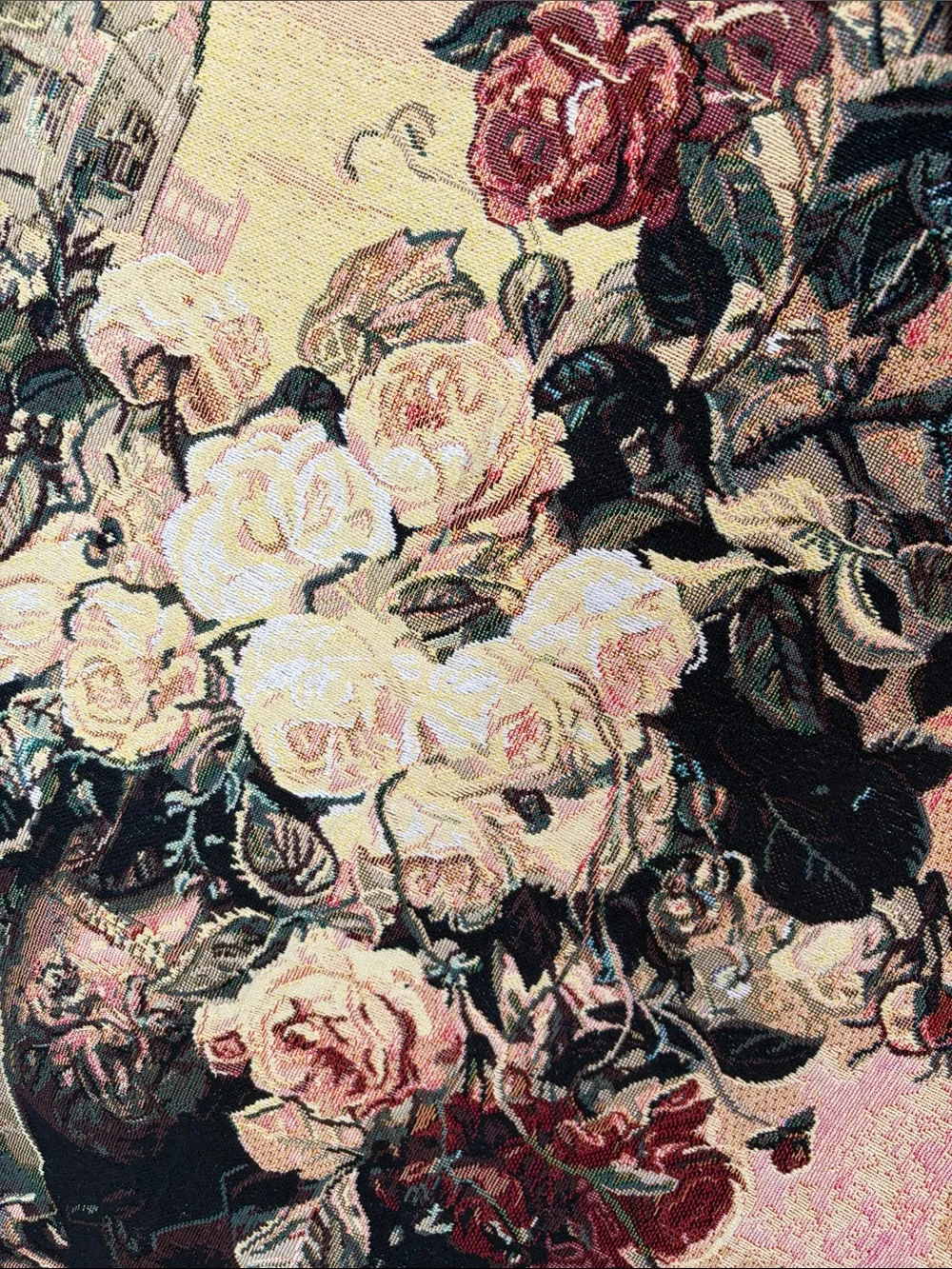 Vintage John Wainwright Bouquet & Sparrow Woven Floral Wall Tapestry 27x36